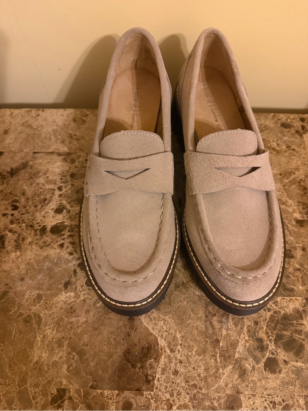 House of Harlow 1960 Gray Suede Penny Loafers Never worn!